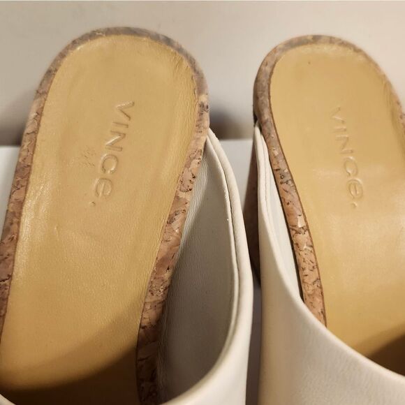 Vince "Wyatt-E" White Leather Platform Chunky Cork Heel Sandals Sz. 7.5 Ret.$325 - Picture 5 of 9